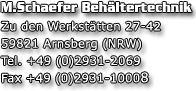 M.SCHAEFER BEHÄLTERTECHNIK - Adresse